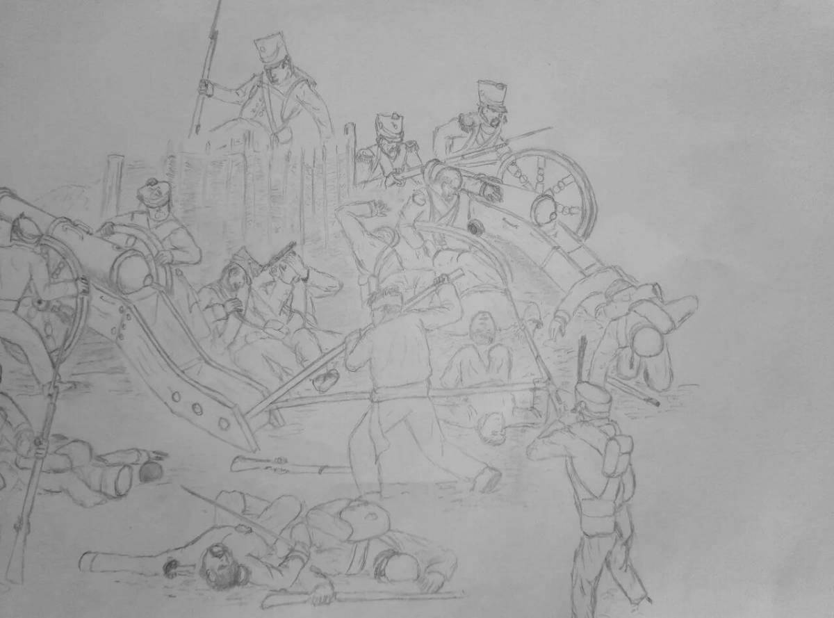 Fantastic coloring of the battle of Borodino