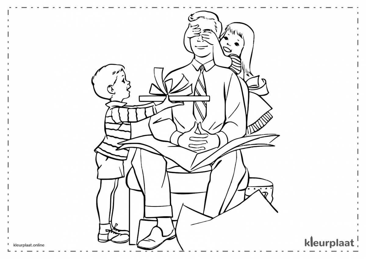 Coloring book funny card with grandfather
