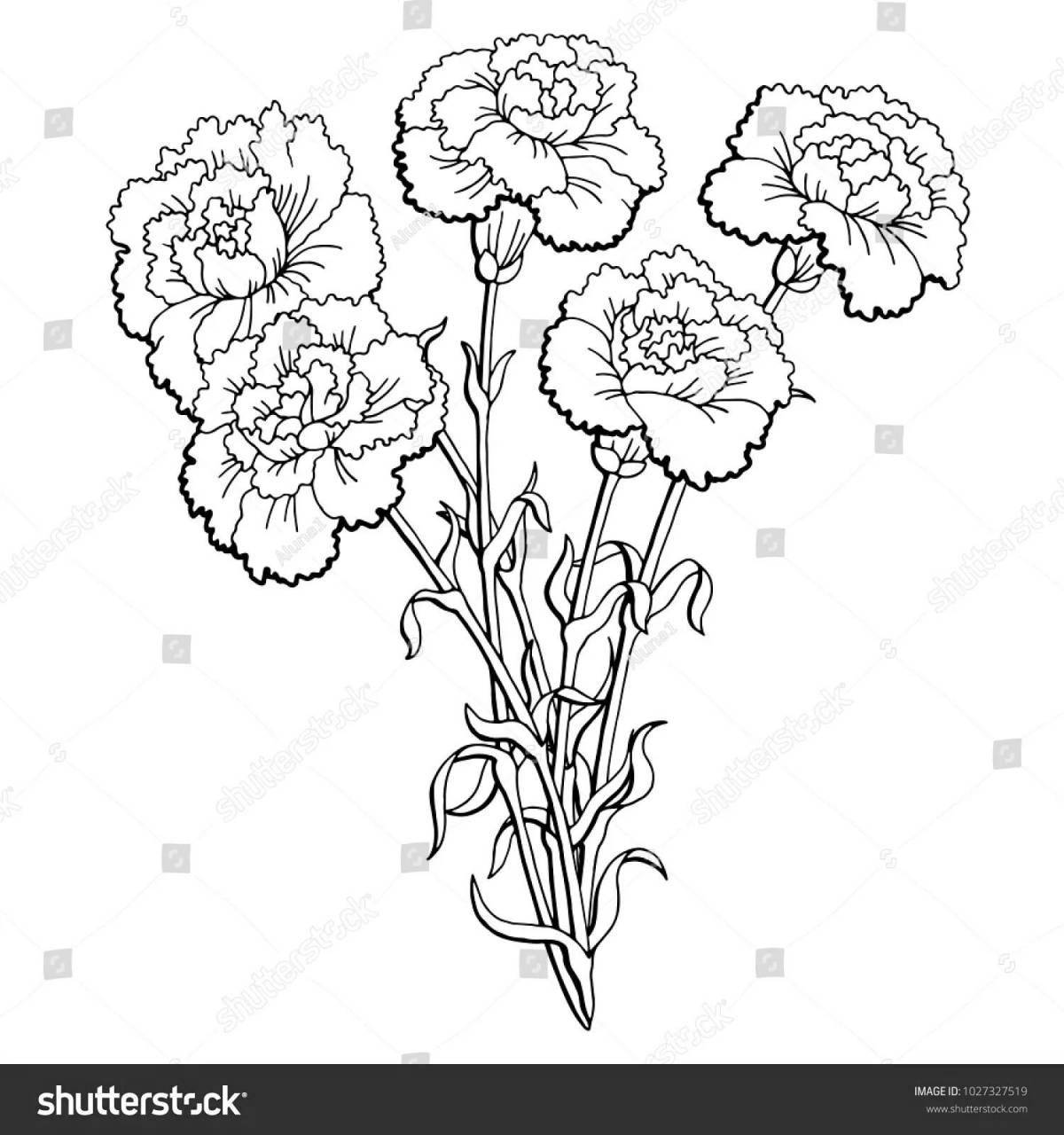 Coloring book with amazing carnation pattern