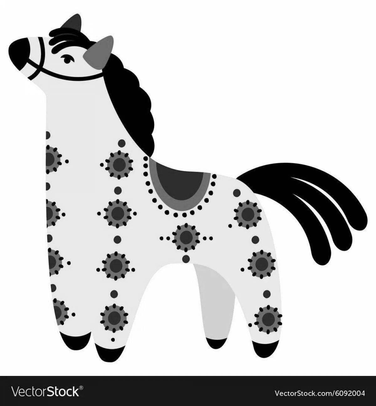 Раскраска изысканная дымковская лошадь