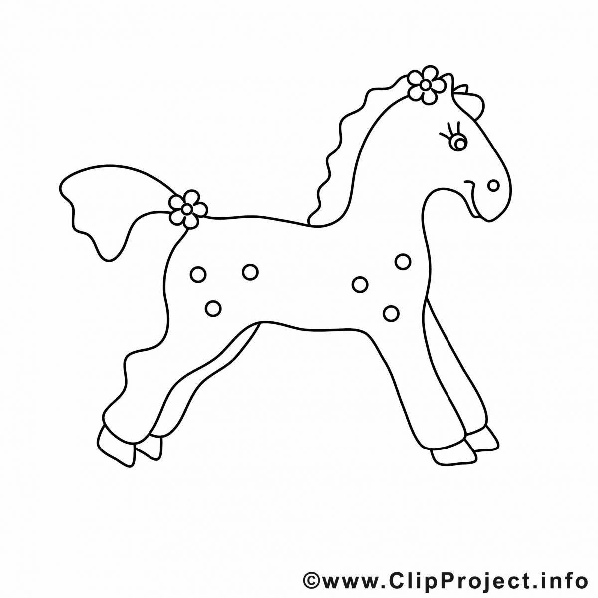 Раскраска очаровательная дымковская лошадка