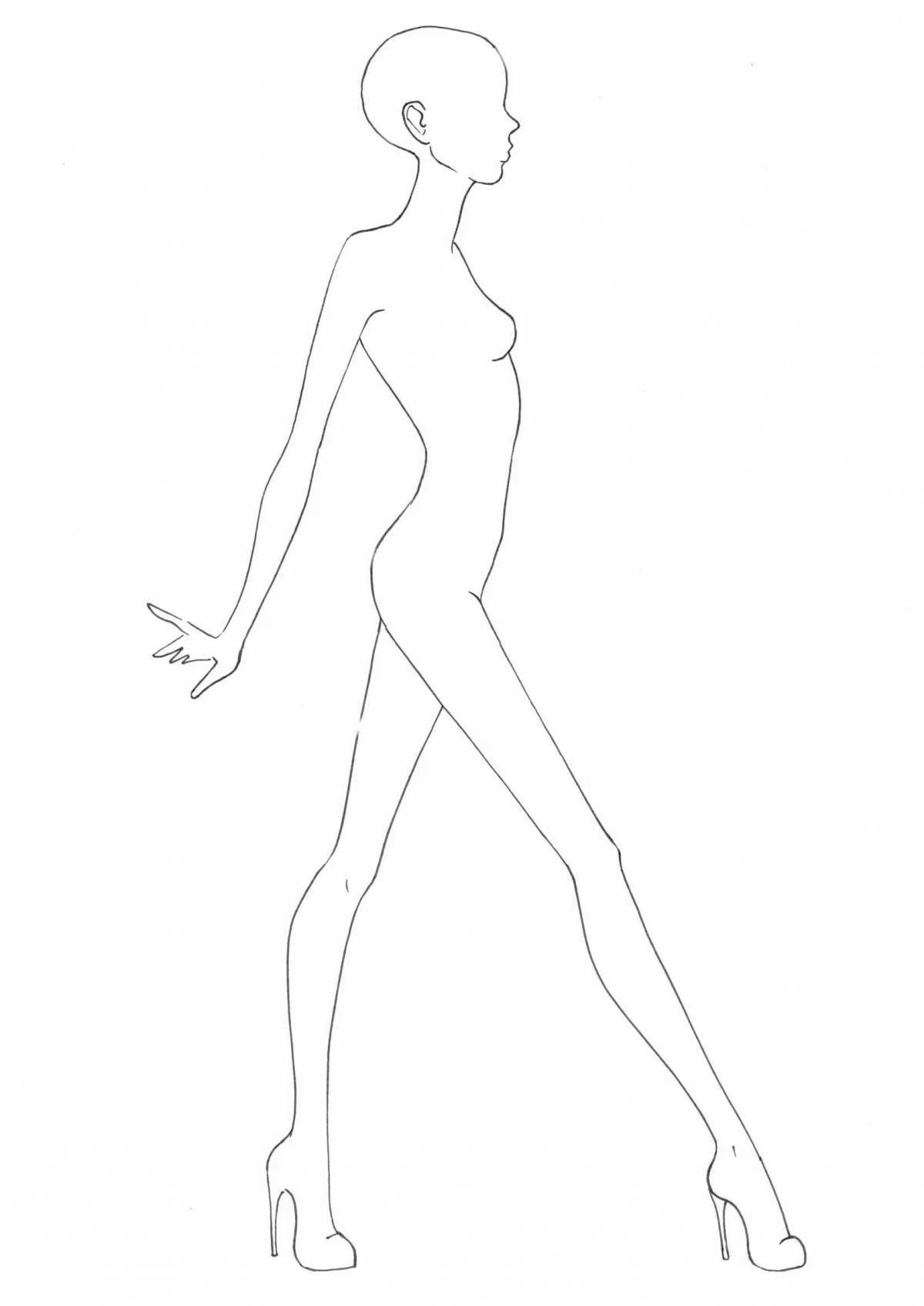 Colourful female mannequin coloring book