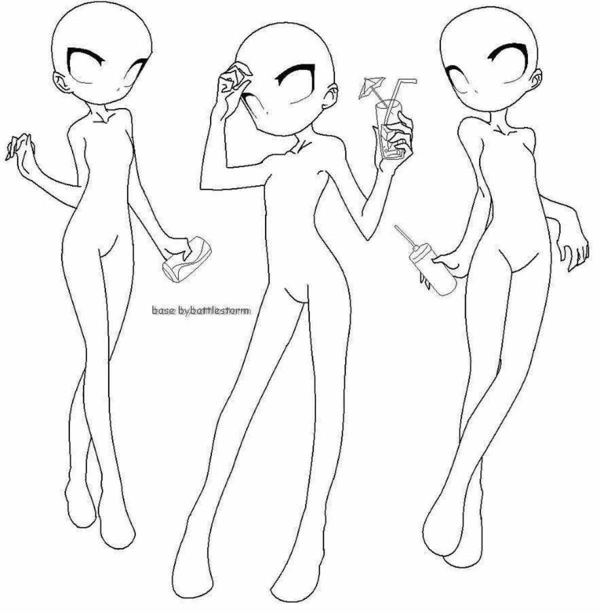 Bright female mannequin coloring page