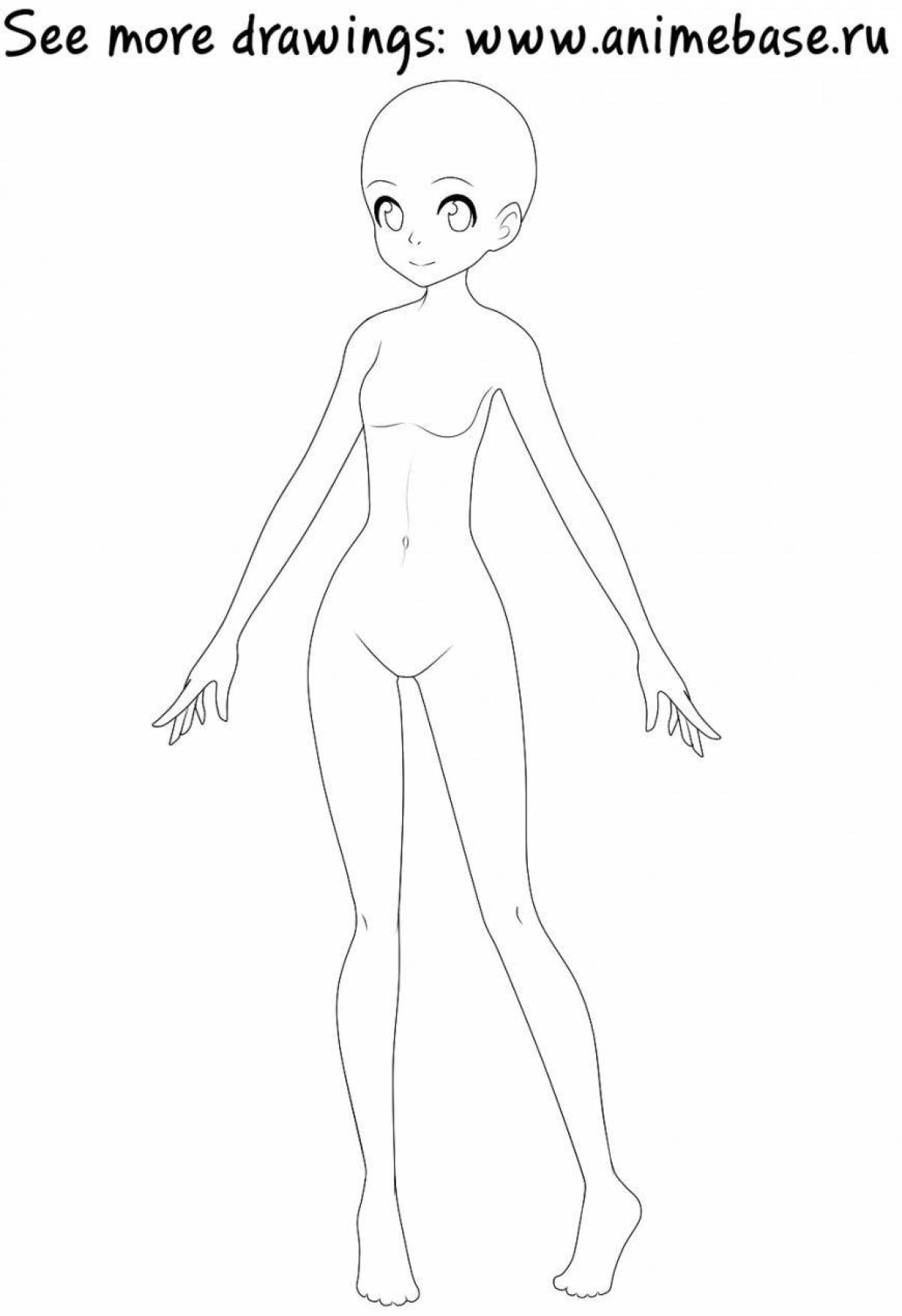 Coloring page cheerful female mannequin