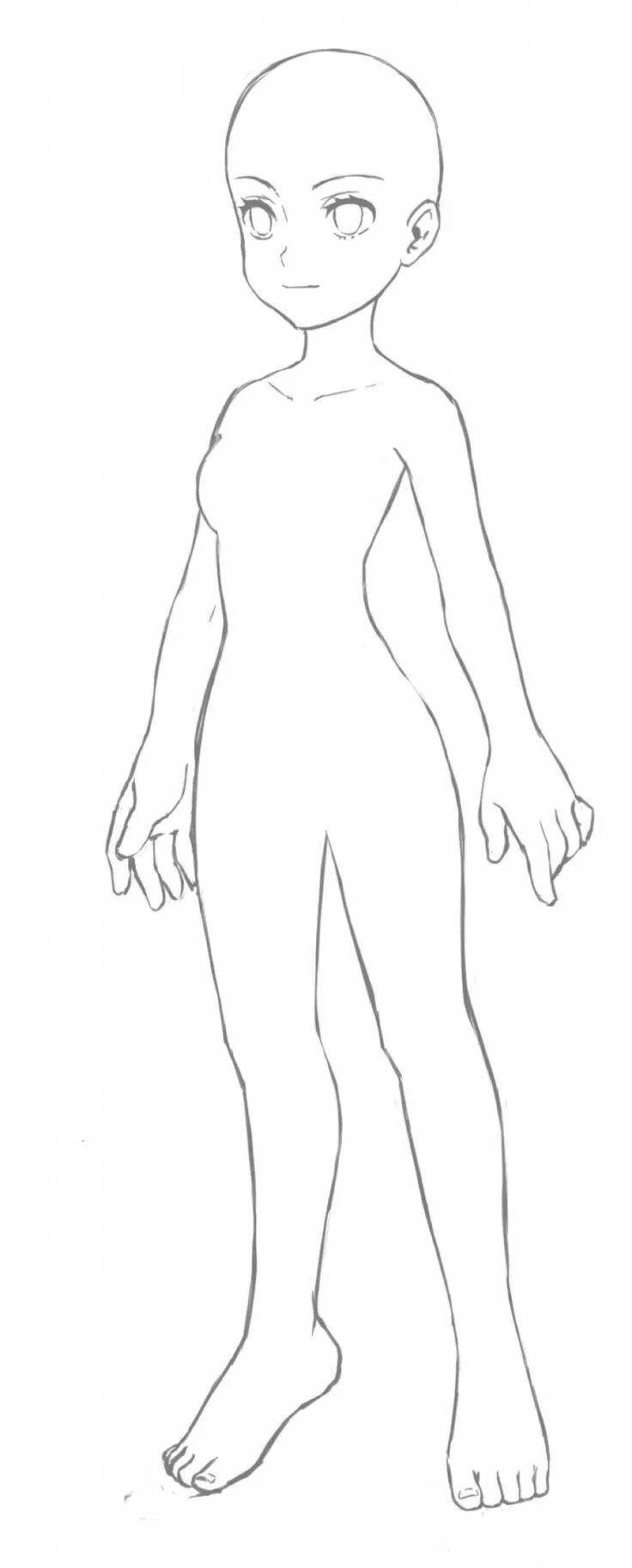 Coloring page of a joyful female mannequin