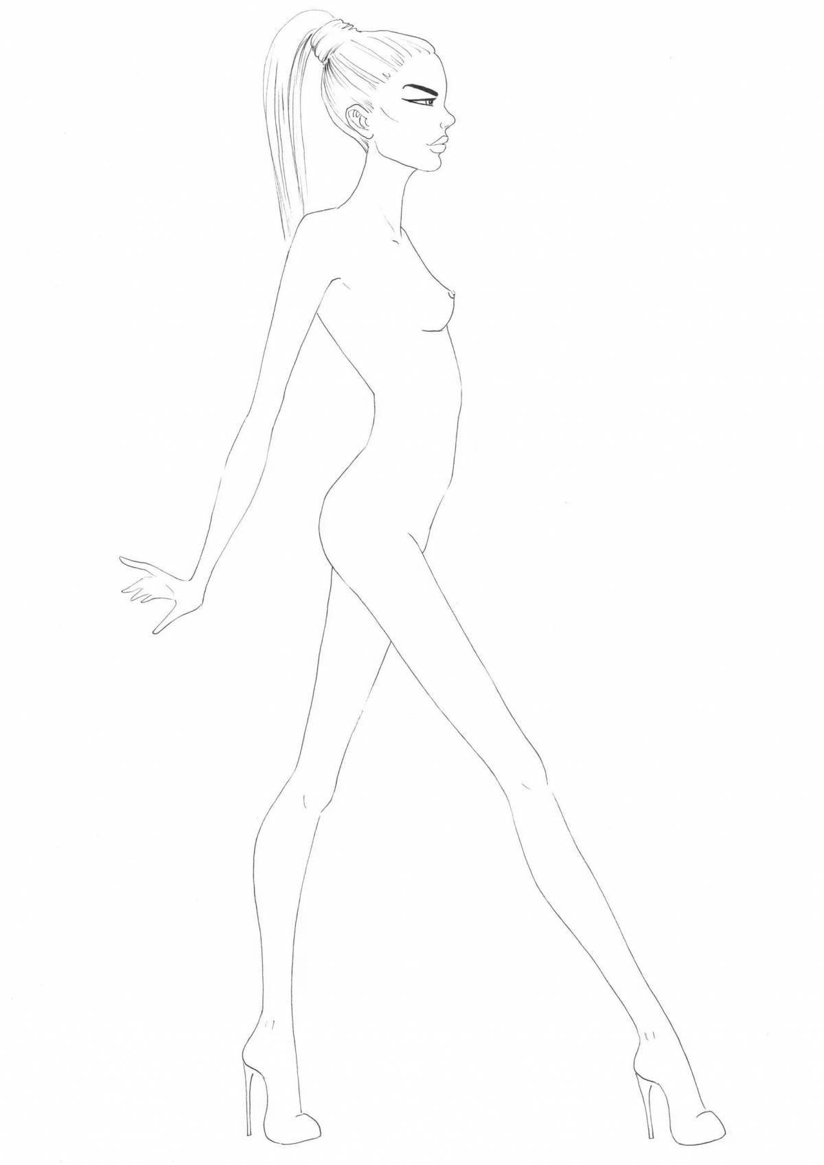 Playful female mannequin coloring page