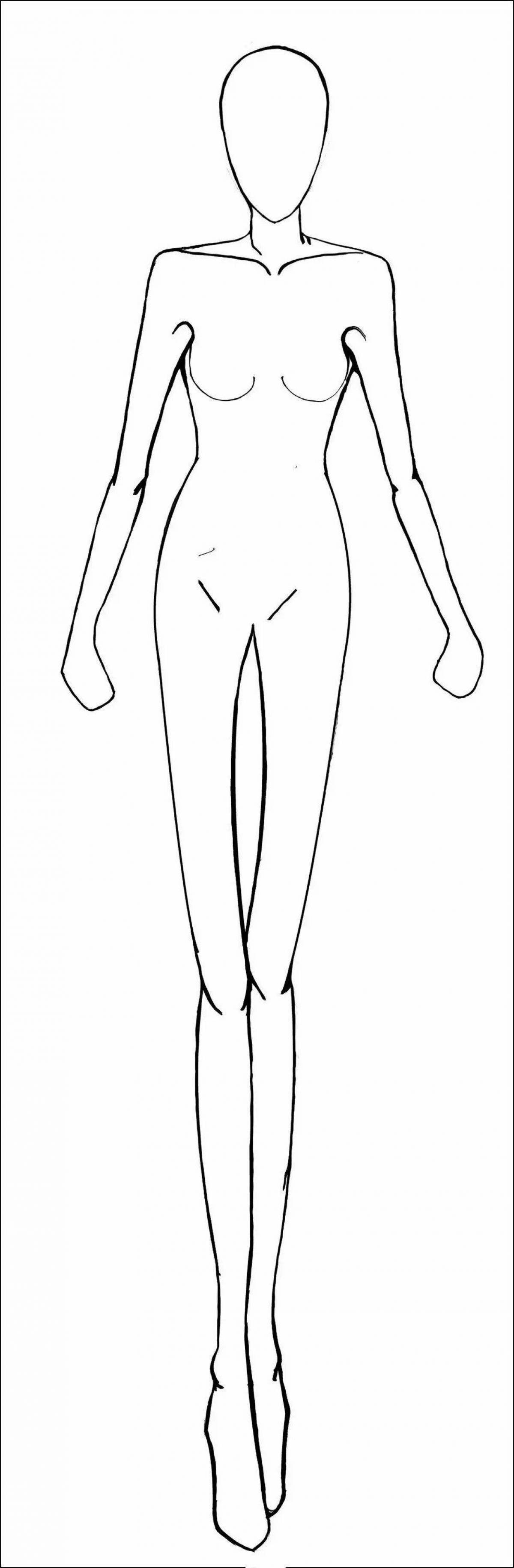 Coloring page energetic female mannequin