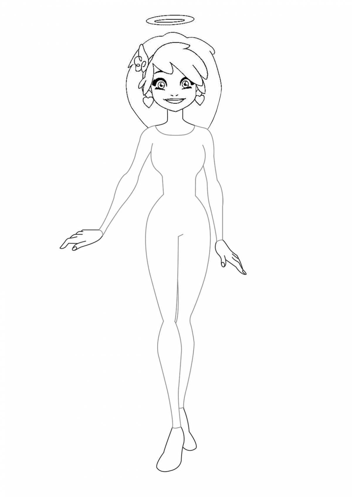 Glittering female mannequin coloring page