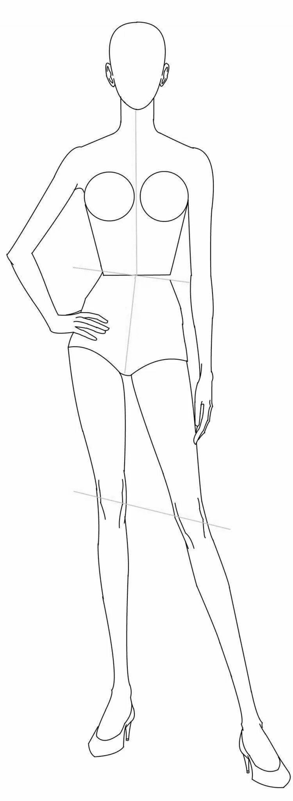 Coloring page dazzling female mannequin