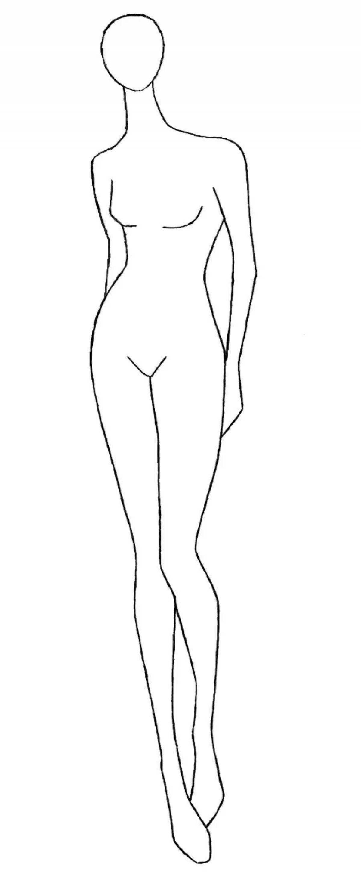 Coloring page charming female mannequin
