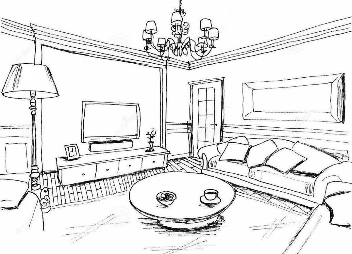 Inviting living room coloring book