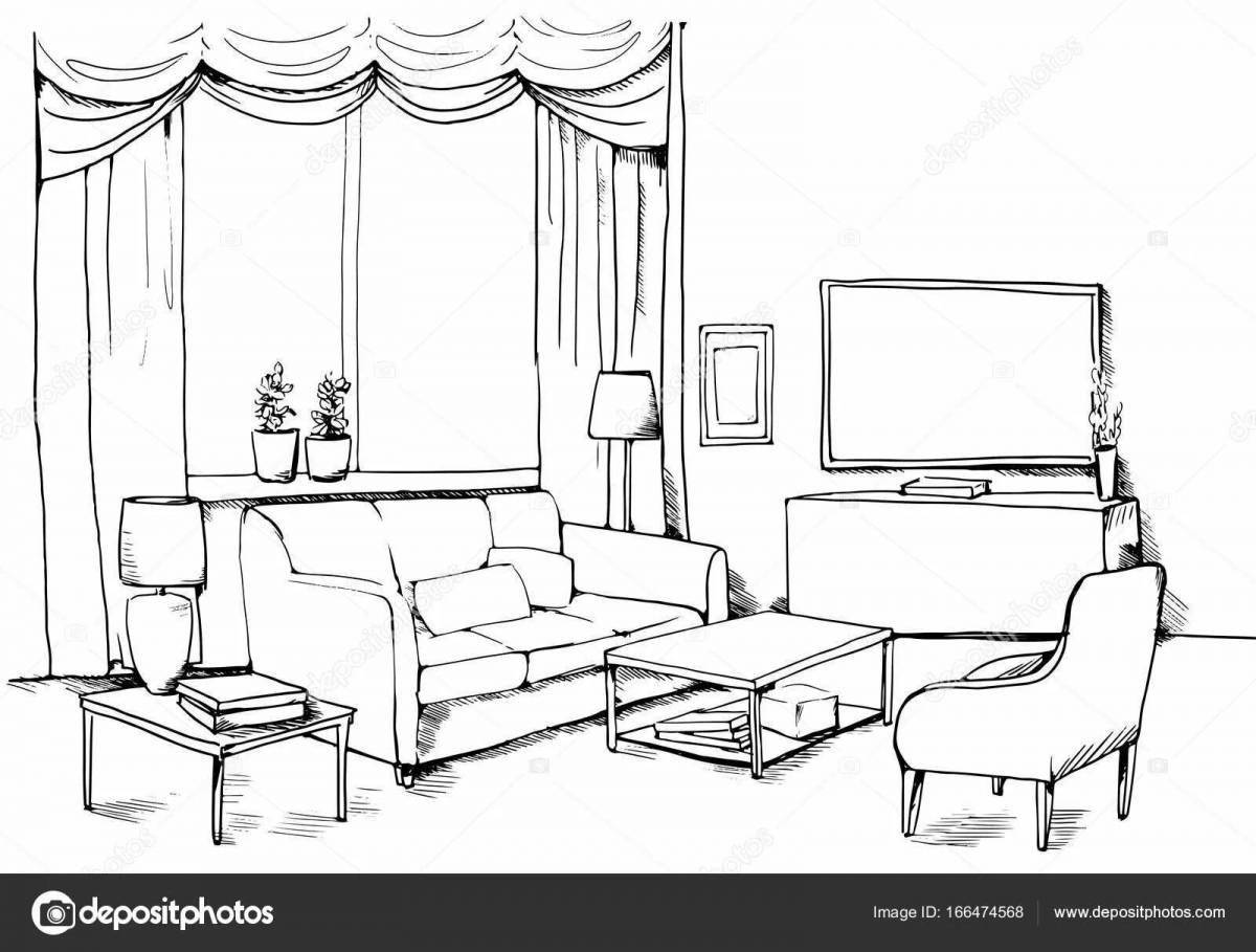 Attractive living room coloring book