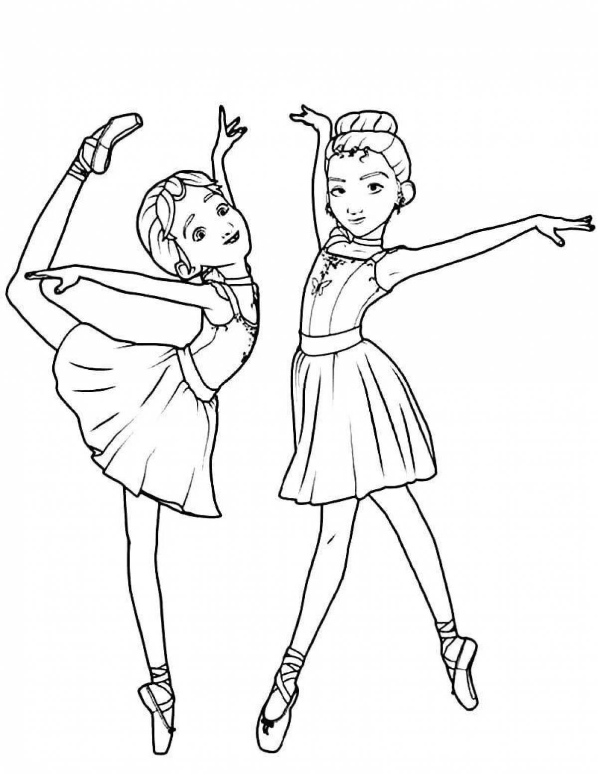 Coloring page playful ballerina