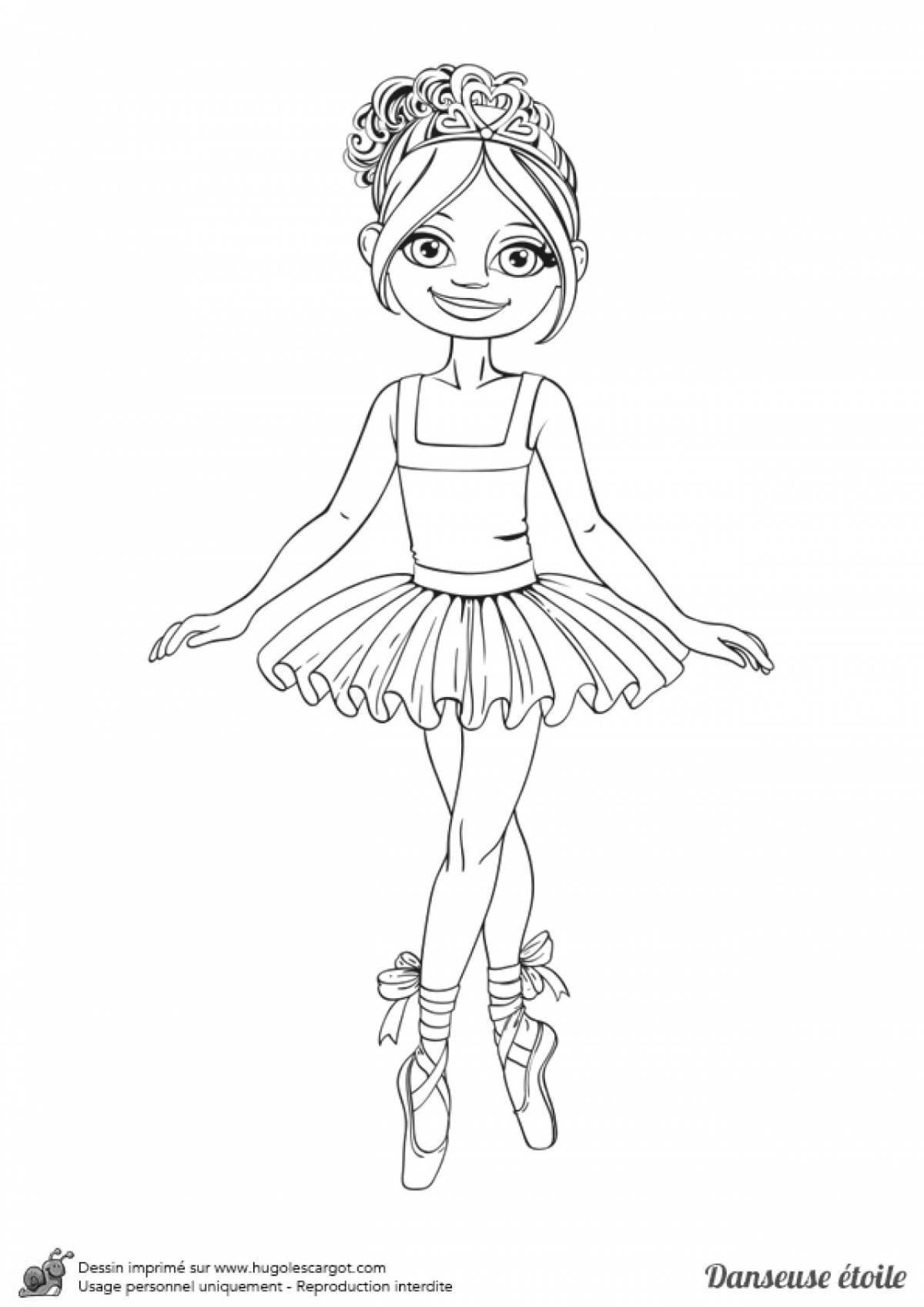 Coloring page funny ballerina
