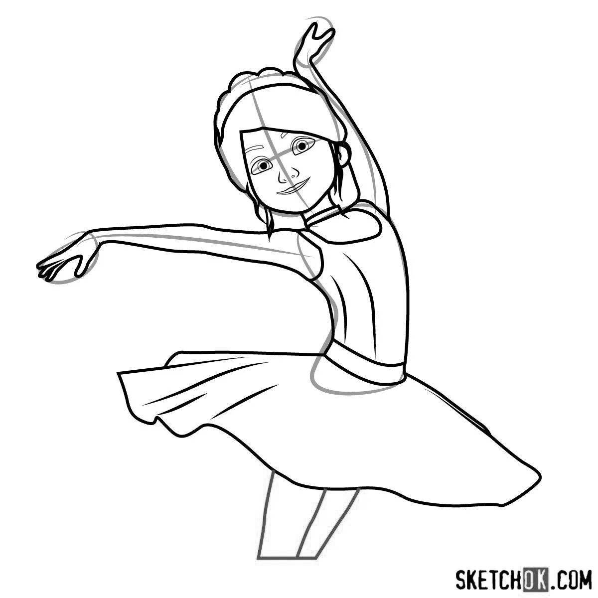 Анимированная страница раскраски балерины