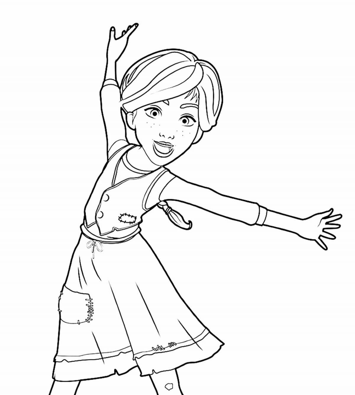 Glowing ballerina coloring page