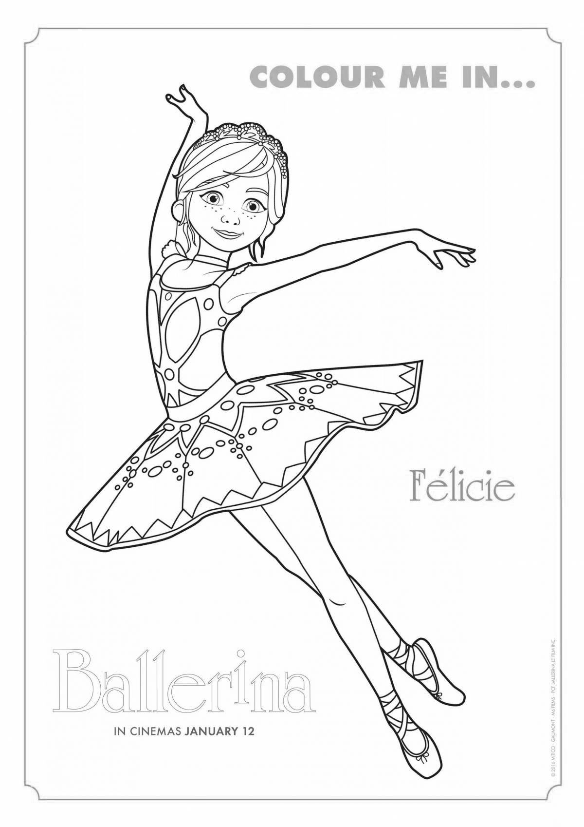 Colorful ballerina coloring page