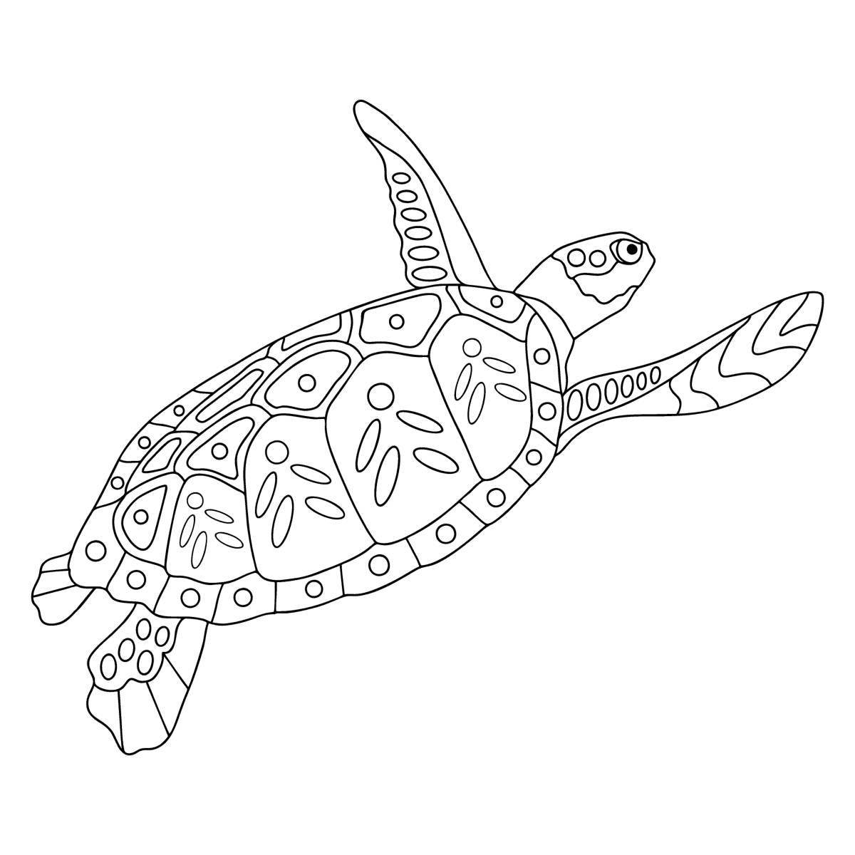 Радостная антистрессовая черепаха-раскраска