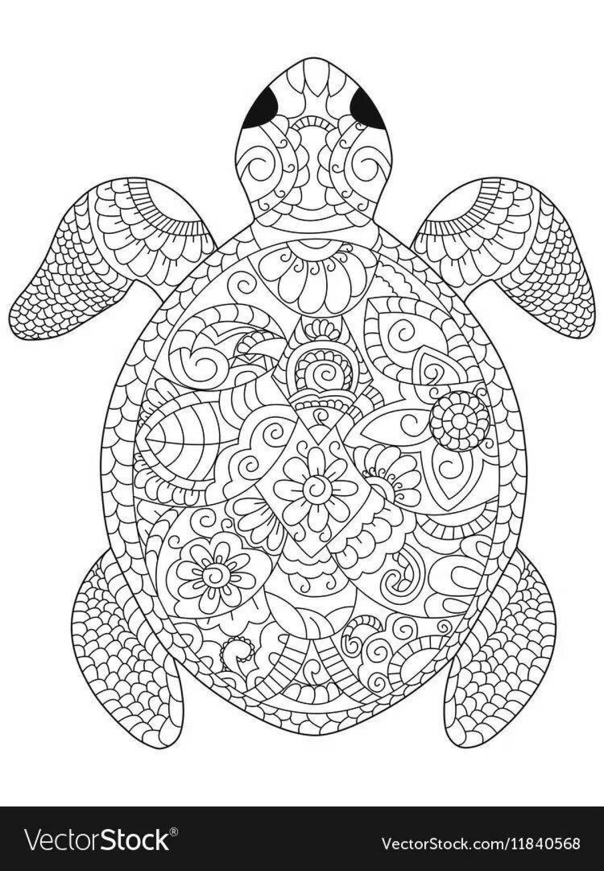 Adorable anti-stress turtle coloring book