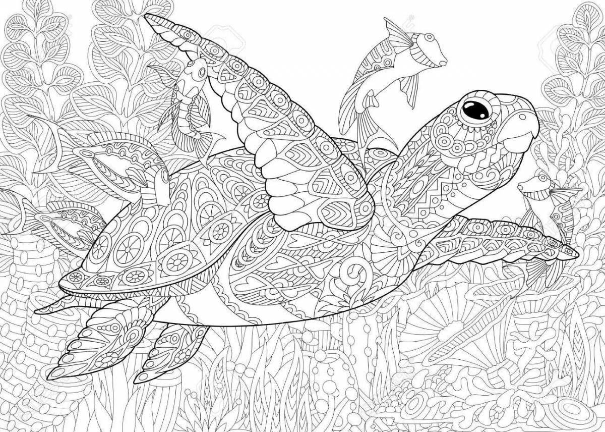 Inspiring anti-stress turtle coloring book