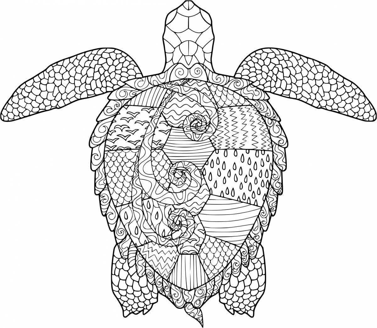 Раскраска великолепная антистрессовая черепаха