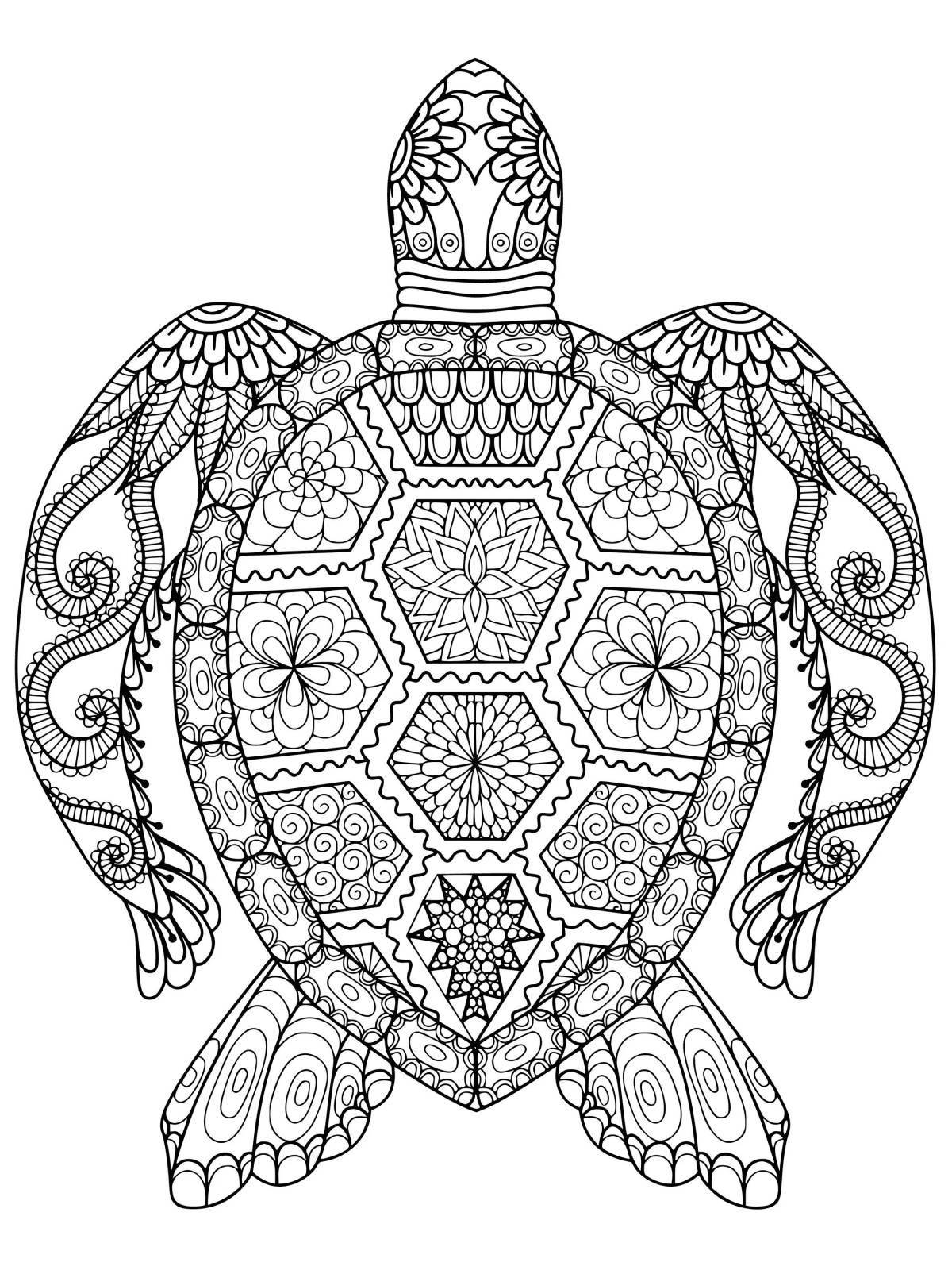 Раскраска величественная антистрессовая черепаха