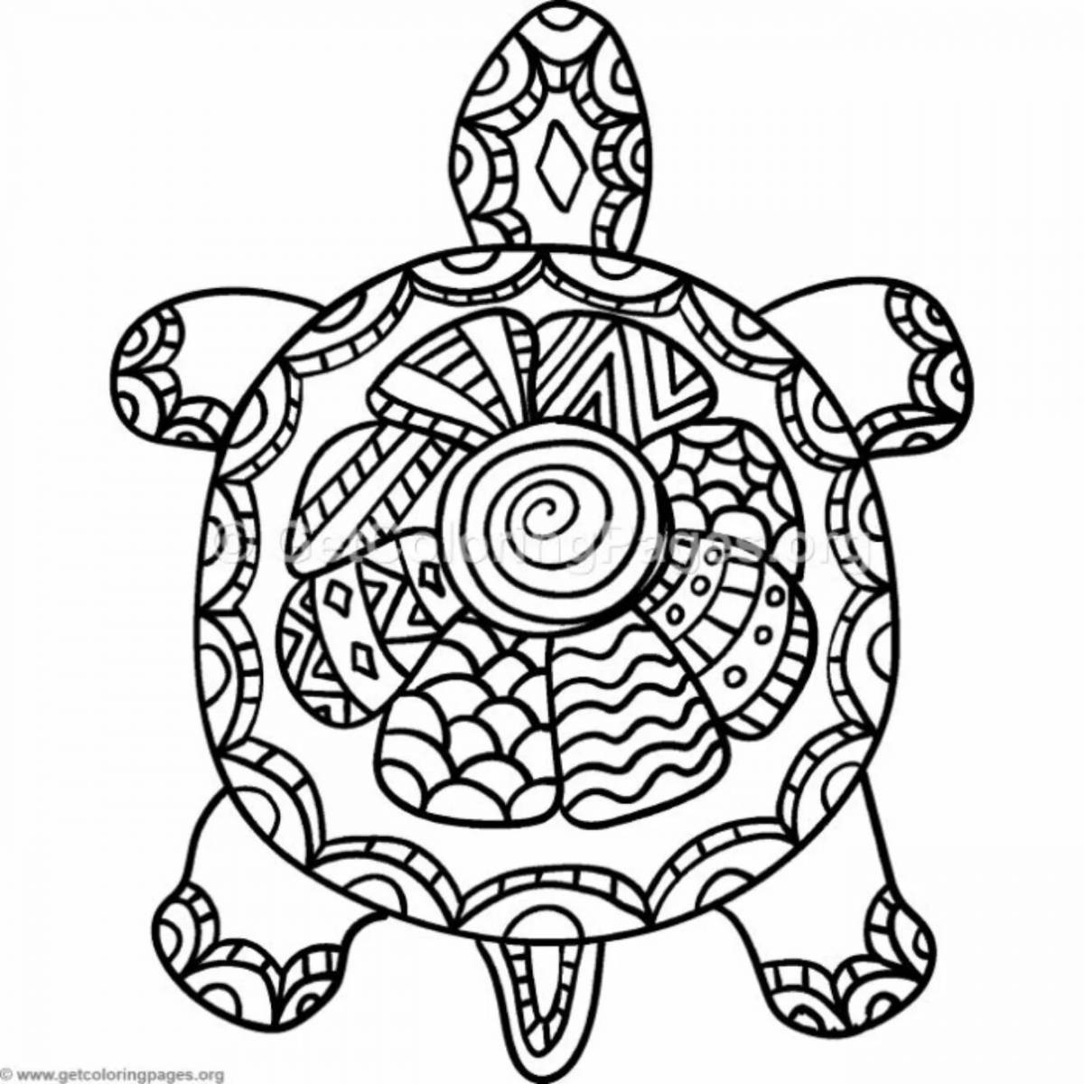 Изысканная антистрессовая раскраска черепаха