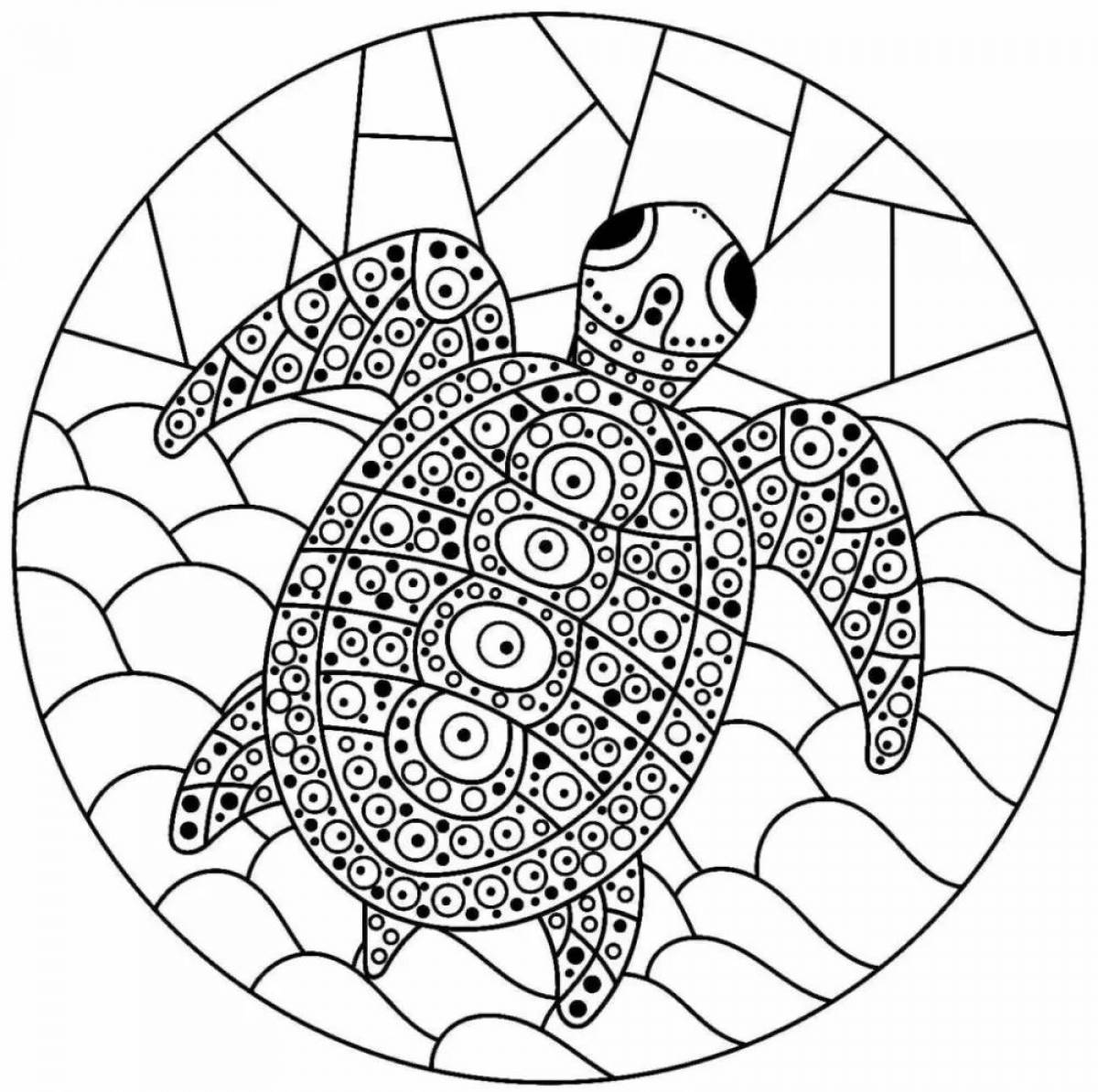 Великолепная антистрессовая черепаха-раскраска