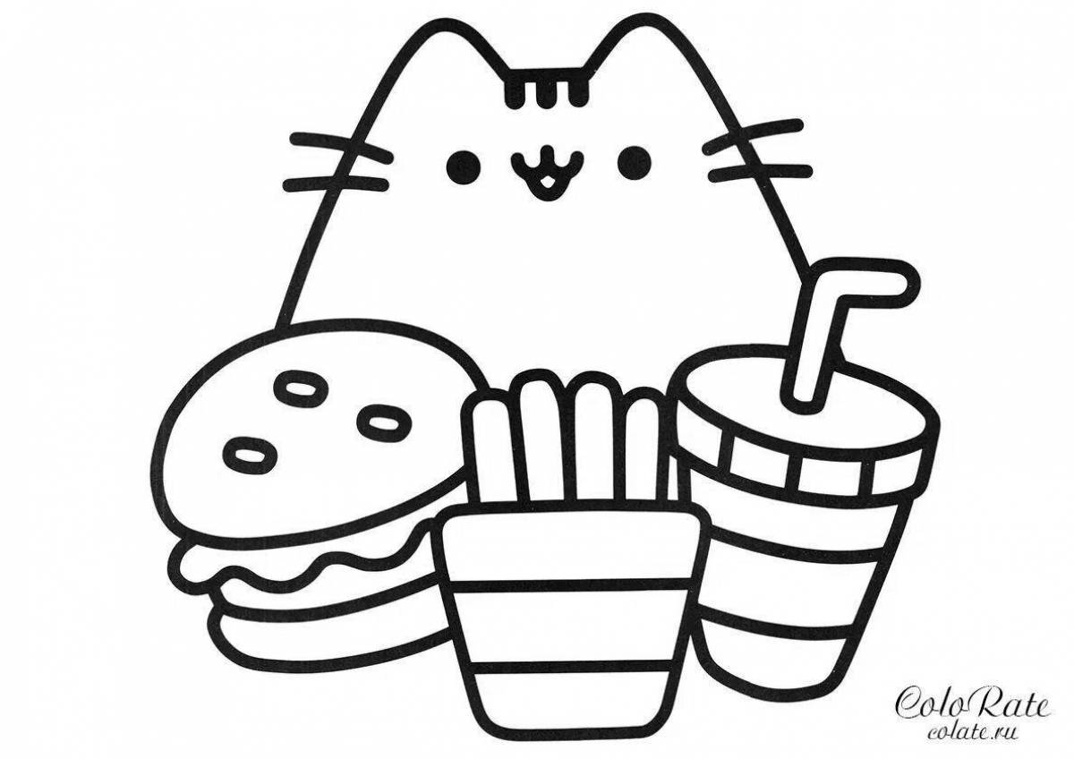 Sweet sushi cat coloring page