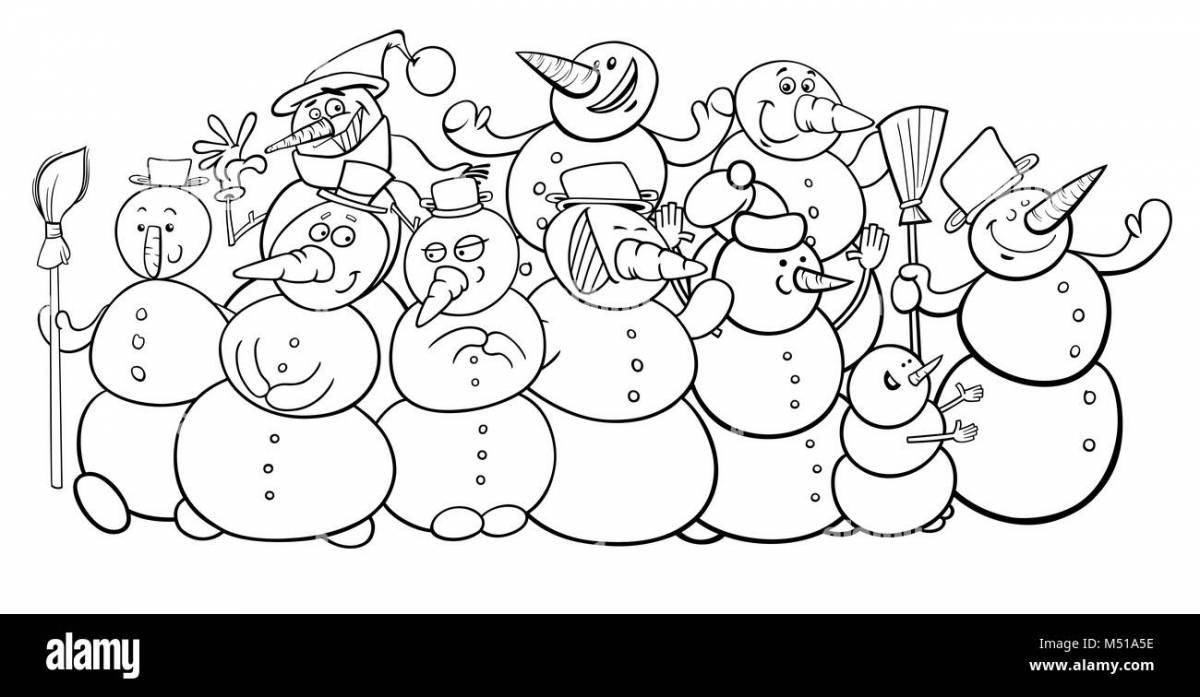 Fancy mega snowman coloring page