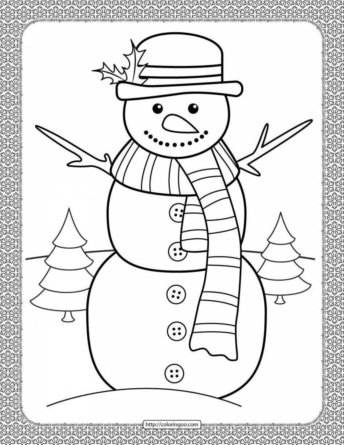 Coloring cute mega snowman