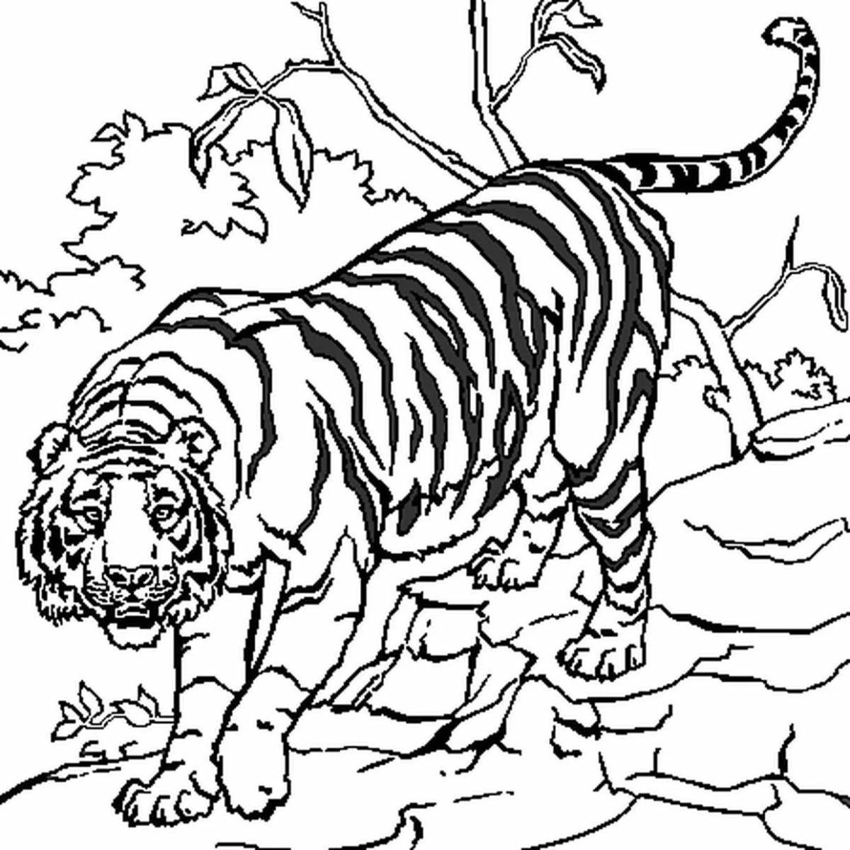 Раскраска впечатляющий тигр шерхан