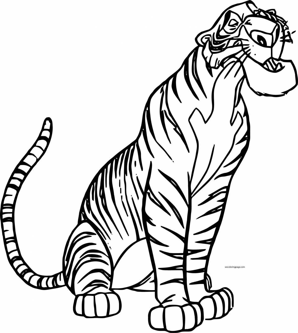 Впечатляющий цветной тигр шерхан раскраска