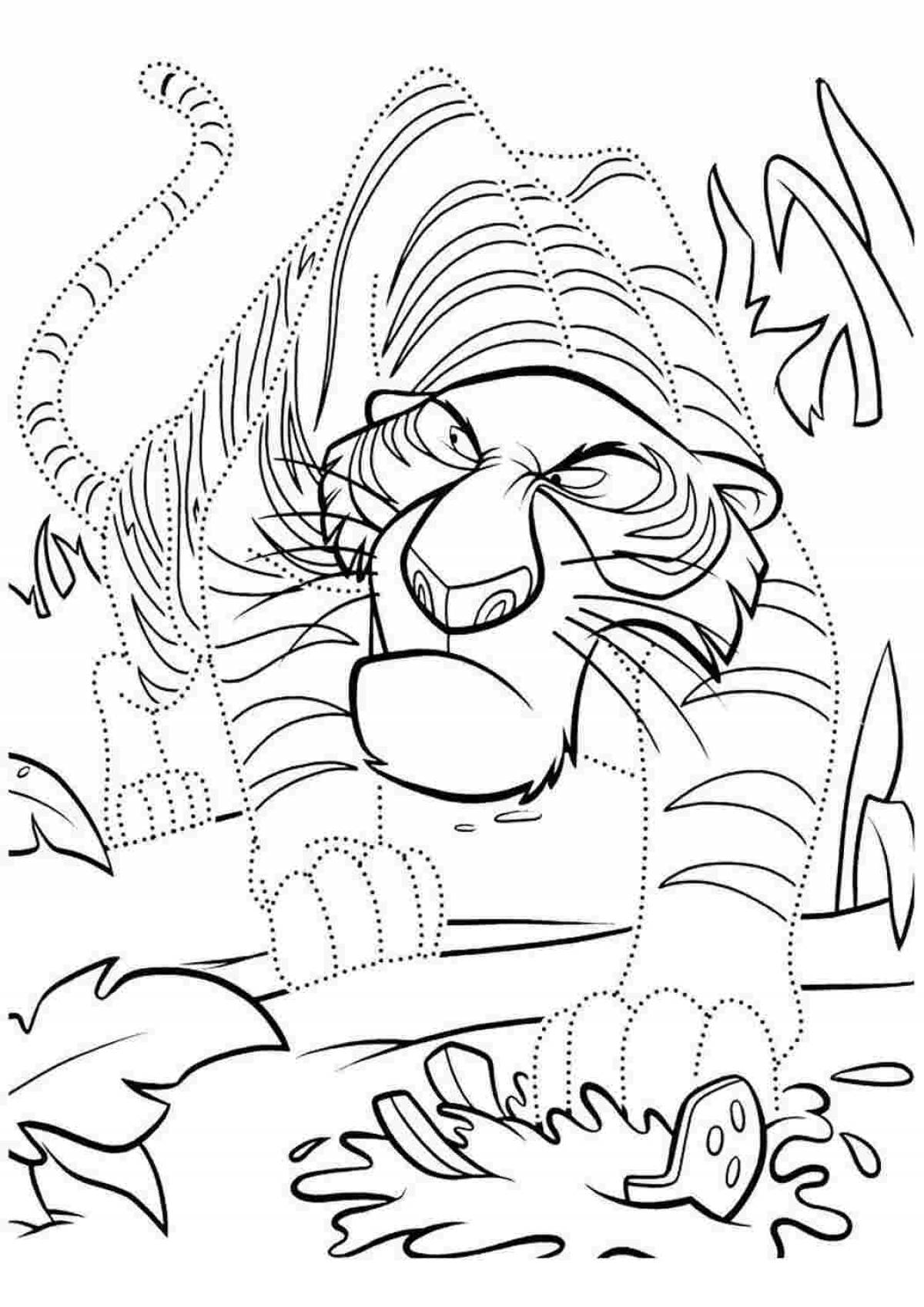 Coloring book glowing color tiger sherkhan