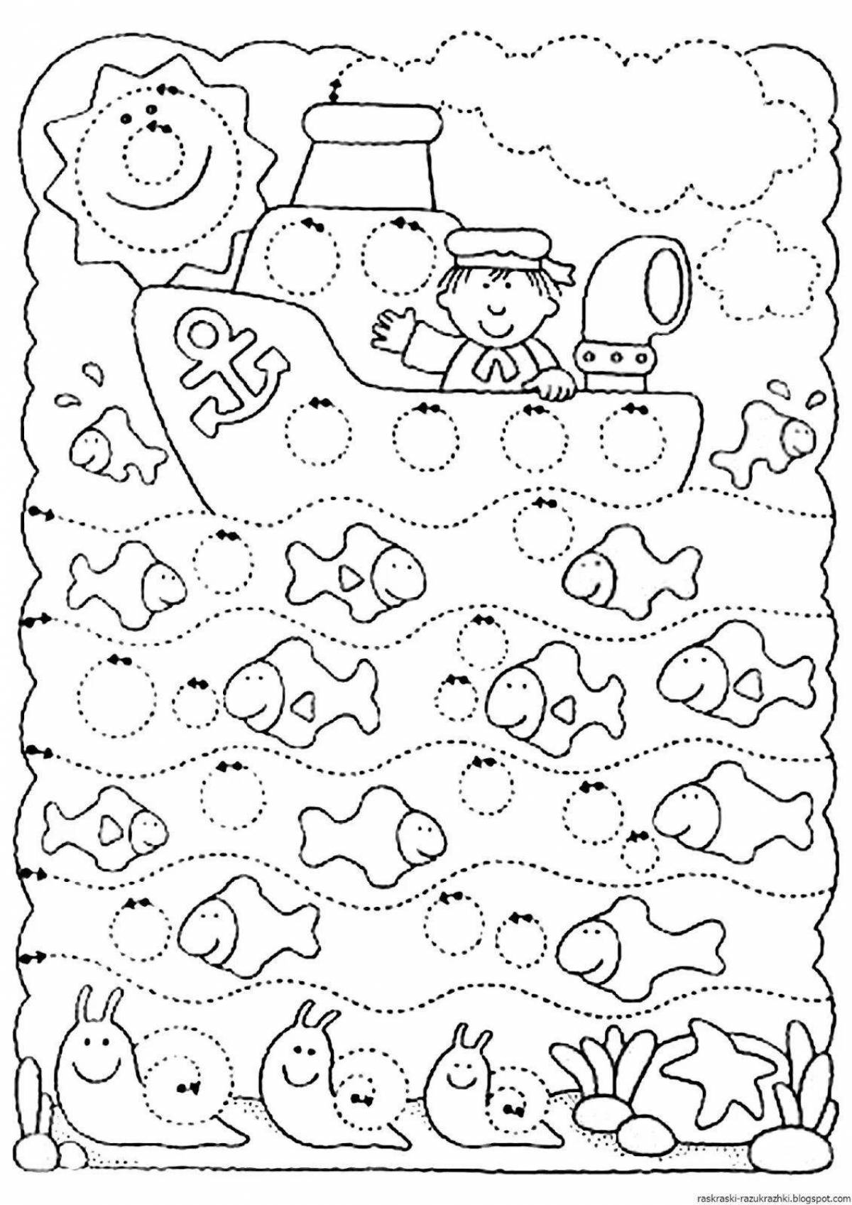 Colored explosive coloring book for developing fine motor skills