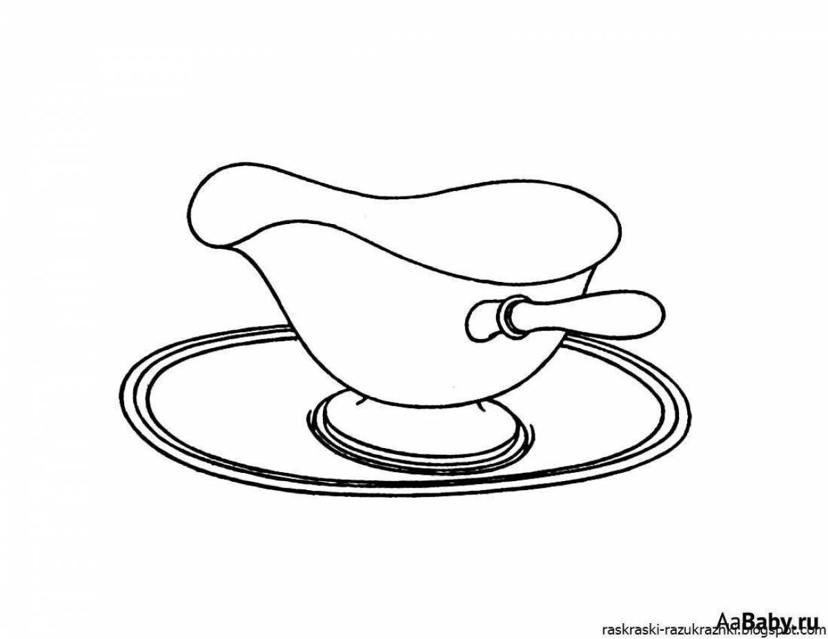 Joyful tableware junior group coloring page