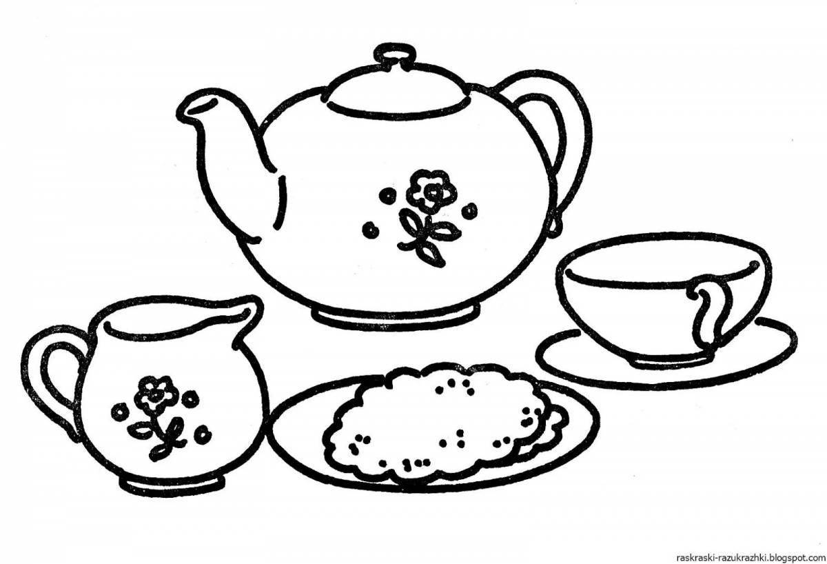Delightful tableware junior group coloring page