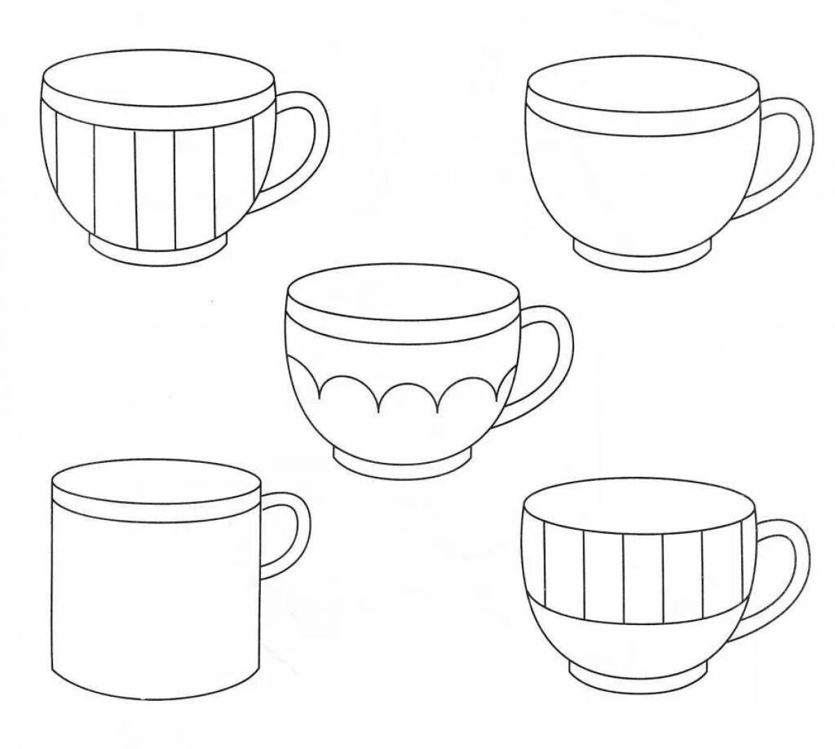 Animated tableware junior group coloring page