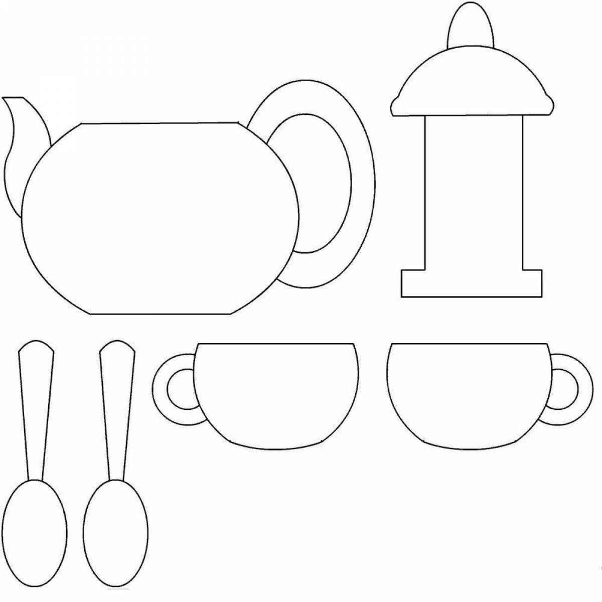 Inspirational tableware junior group coloring page