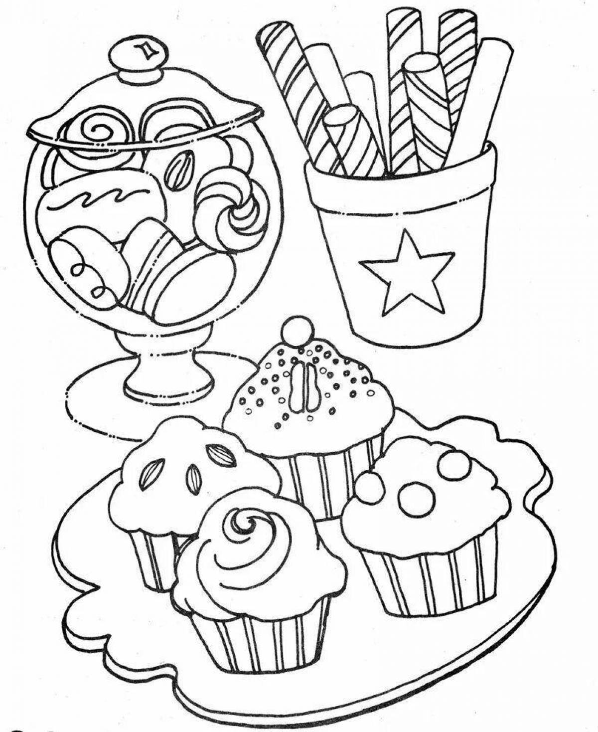 Delicious sweets coloring for girls