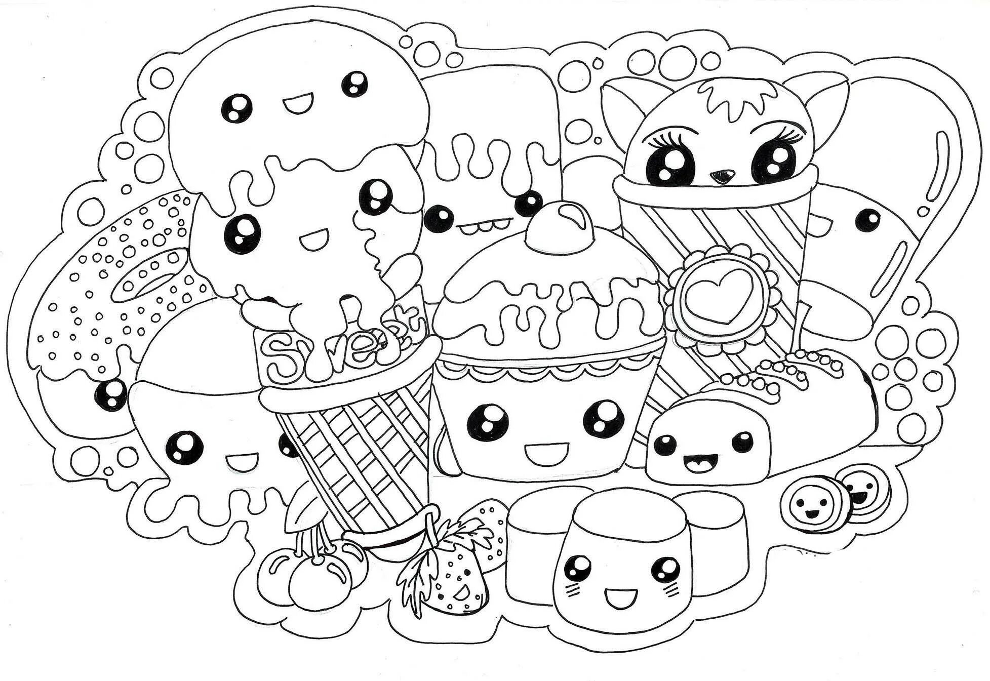 Inviting sweets coloring for girls