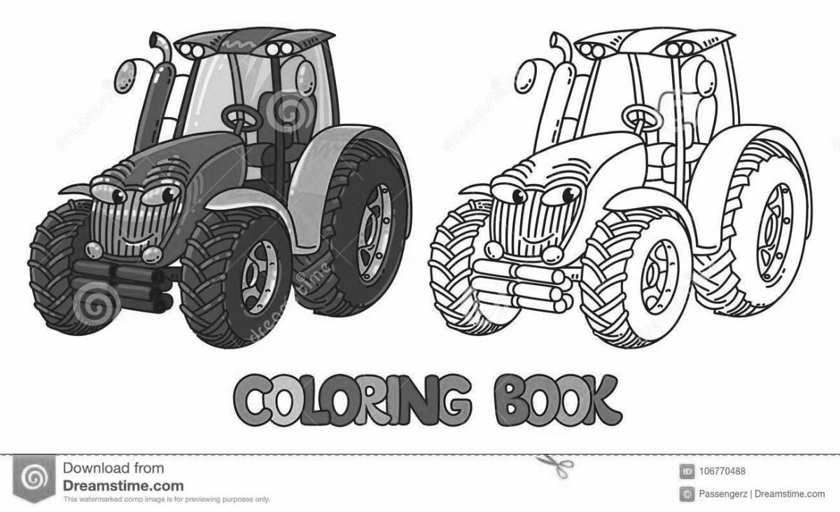Incredible blue gosh tractor coloring page