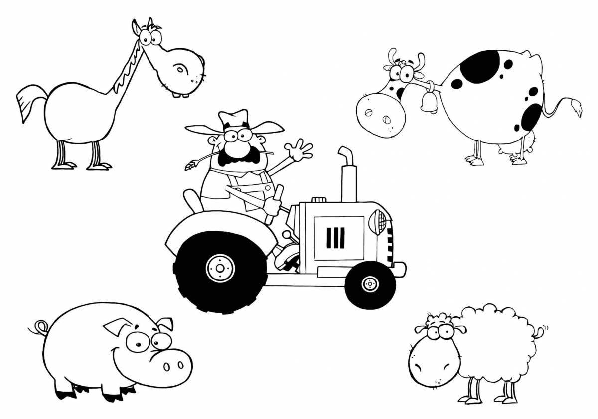 Sweet blue gosh tractor coloring page
