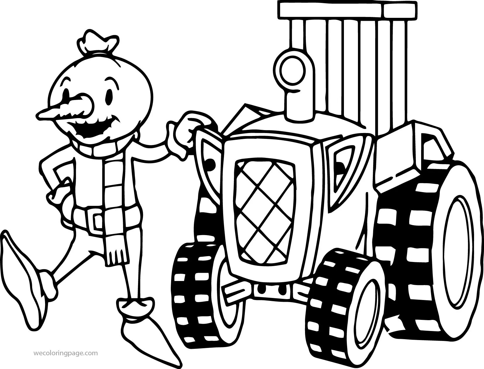 Sleek blue gosh tractor coloring page