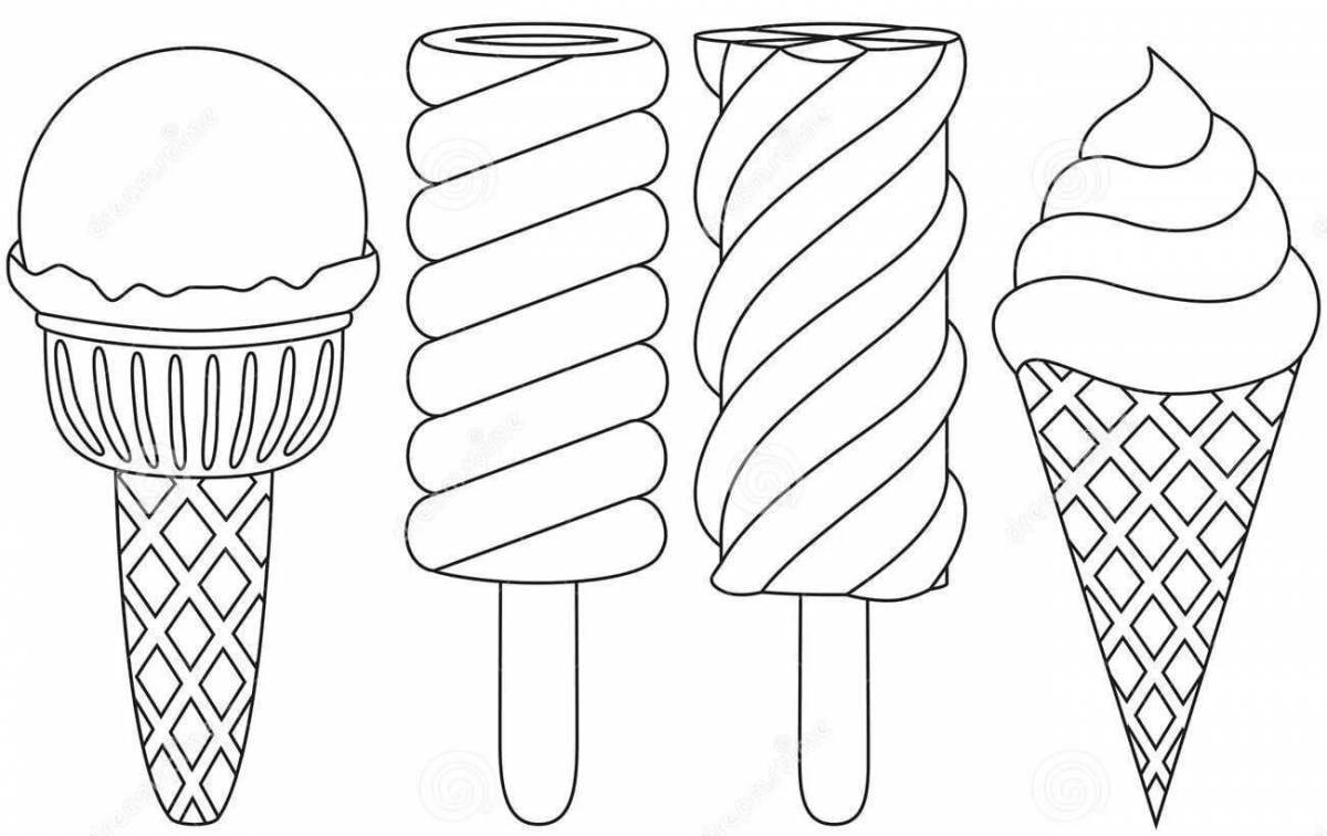 Decadent ice cream coloring page