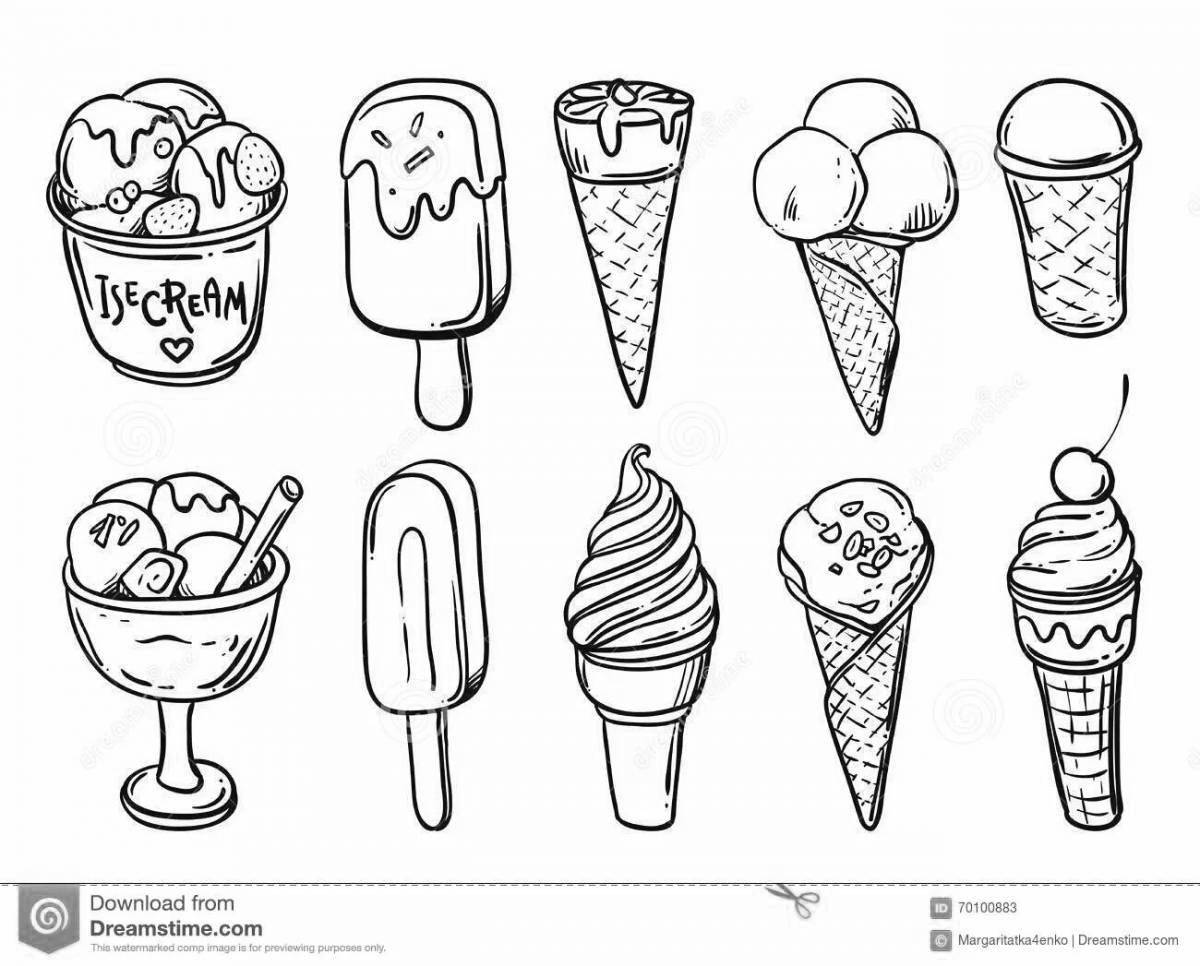 Colourful donuts and ice cream coloring book