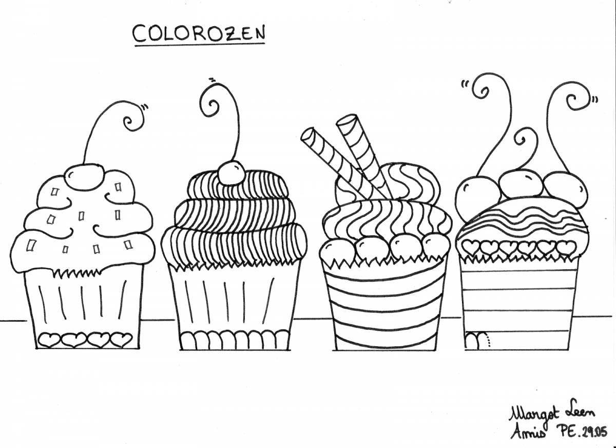 Coloring page juicy donuts and ice cream