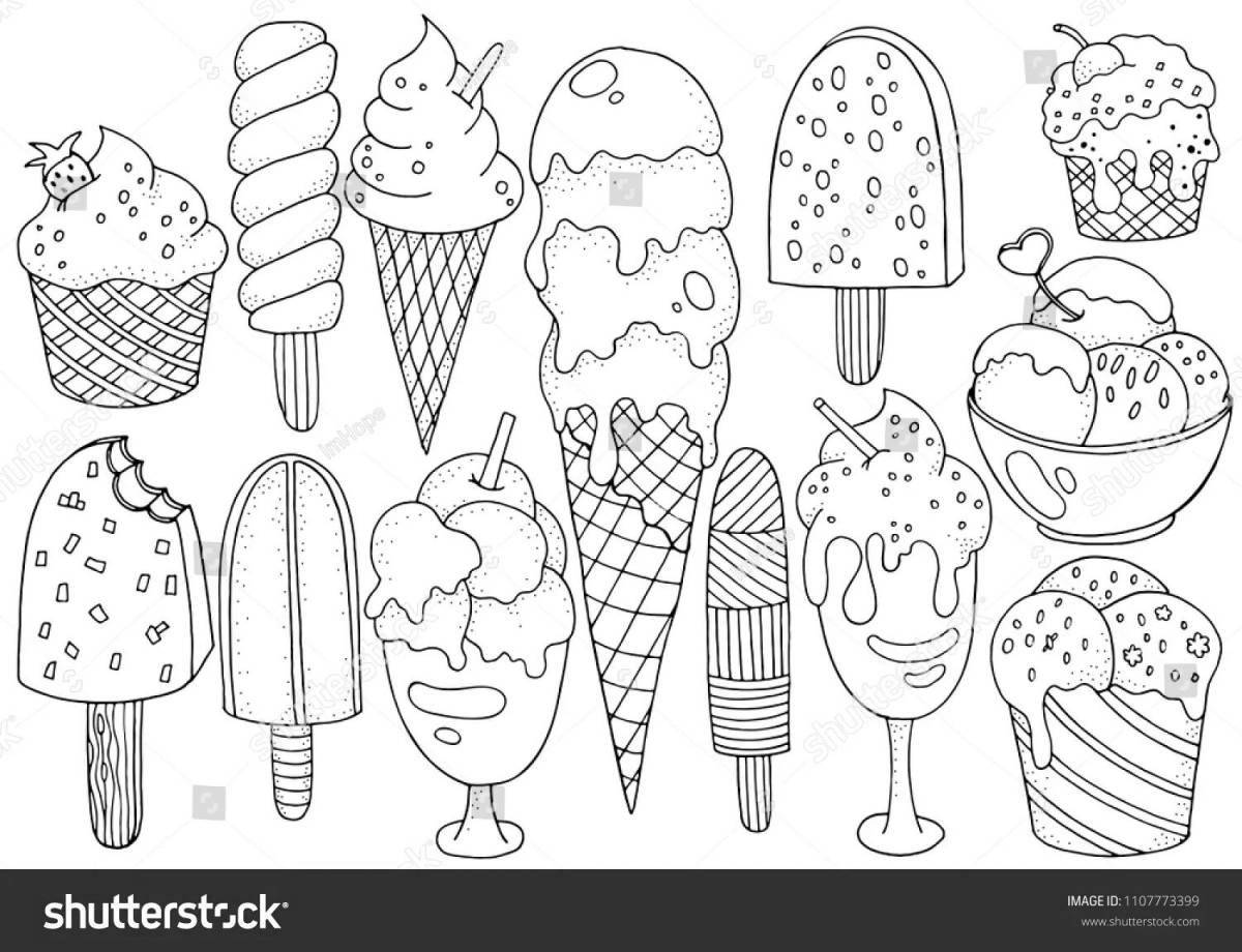 Refreshing donuts and ice cream coloring book