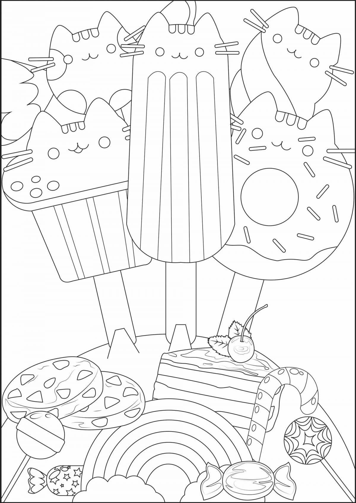 Coloring page delicious donuts and ice cream