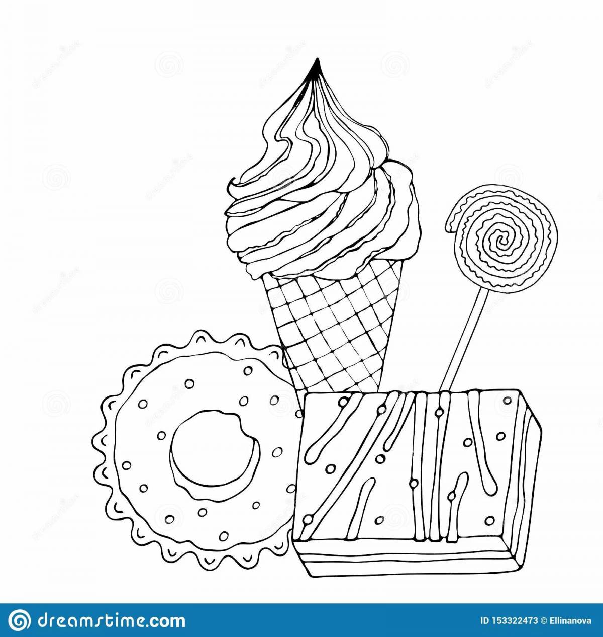 Rich donuts and ice cream coloring book